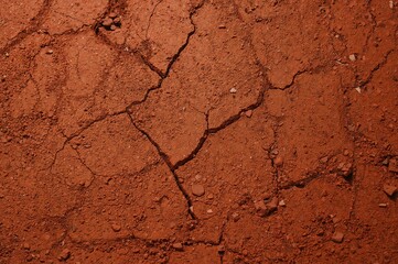 Natural floor backdrop featuring dry red clay soil texture