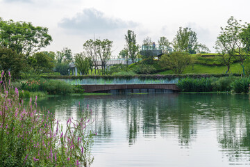 The ecological and green scenery of Jiaozi Park in Chengdu, Sichuan Province, China