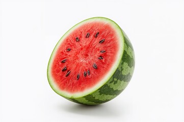 Detailed close-up of a watermelon against a plain white backdrop