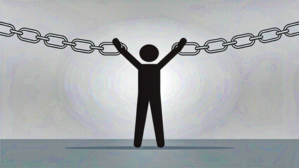 Person breaks free from chains in symbolic illustration