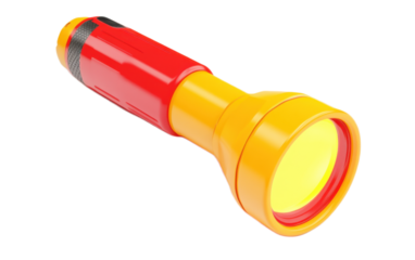 Flashlight icon red yellow color on white background,png