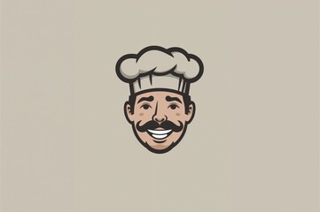Innovative Culinary Hat with Mustache Cartoon Emblem Vector Artwork