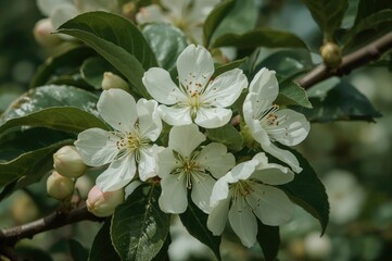Naklejka premium Vibrant Blossoms on a Fruit Tree in Full Bloom