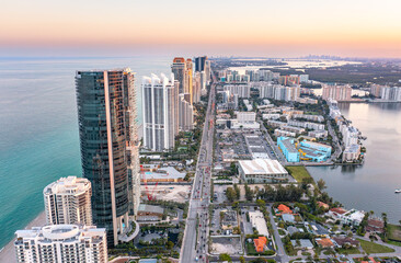  Sunny Isles Beach Sunset Skyline Aerial View