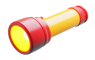 Flashlight icon red yellow color on white background,png