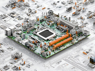 tech motherboard futuristic computer hardware concept