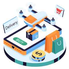 Fototapeta premium Modern design illustration of drone delivery