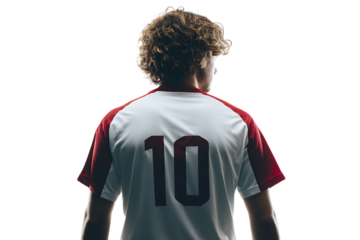 Back view of a soccer player wearing jersey number 10.