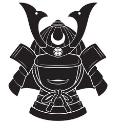 Classic Japanese Samurai Helmet Black Silhouette Icon