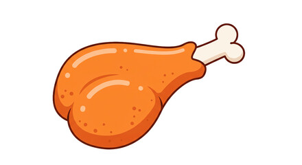 Crispy fried chicken leg drumstick tasty delicious food meal lunch dinner poultry cartoon illustration on transparent background