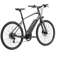 Fototapeta premium Electric Bicycle Black Hybrid EBike Studio Shot isolated on transparent background