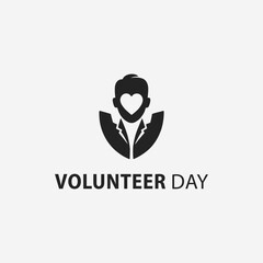 The flat design concept for Volunteer Day poster focuses on simplicity, elegance, and ease of recognition. Vector Sign for Banner, Logos, Labels and Icons.