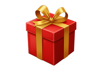 Fototapeta premium Red Gift Box with Gold Ribbon: Festive Present Illustration isolated on transparent background