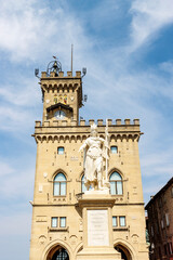 Facade of the Public Palace in San Marino, Europe