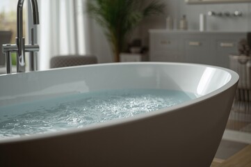 Modern bathroom layout showcasing a bathtub