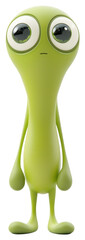 Playful Green Cartoon Character White Background
