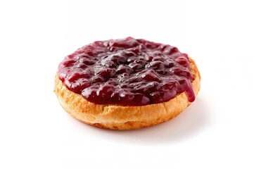 Jam-Topped Bagel on a Plain White Surface