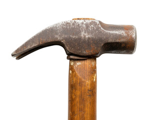 A Rusty Hammer Head with Wooden Handle Isolated PNG