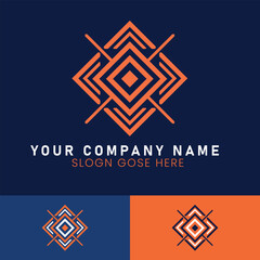 Abstract Geometric Logo with Diamond Shape and Intersecting Lines
