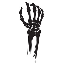Fototapeta premium Black Silhouette of a Skeletal Hand and Forearm