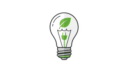 Conceptual light bulb symbolizing green energy and environmental innovation with earth imagery transparent background