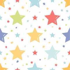 Fototapeta premium Colorful Hand Drawn Stars on White Background