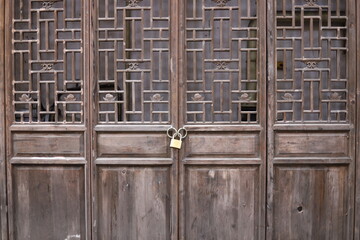 Wooden Windows in ancient-style architecture