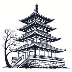 vector illustration of japanese temple