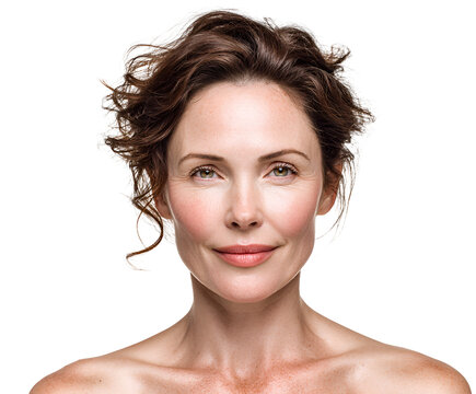 Elegant mature woman portrait with a gentle smile showcasing natural beauty and graceful aging an authentic representation of middle aged femininity and self acceptance