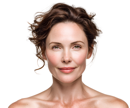 Elegant mature woman portrait with a gentle smile showcasing natural beauty and graceful aging an authentic representation of middle aged femininity and self acceptance