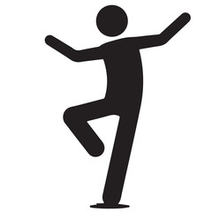 Dynamic Black Silhouette of Person Balancing or Dancing