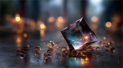 Magical prismatic crystal gemstones glowing holographic rainbow refraction spectrum abstract macro jewel luxury faceted gemstone background design 