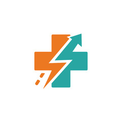 Bold Symbolic Urgent Care App Icon in Orange and Teal