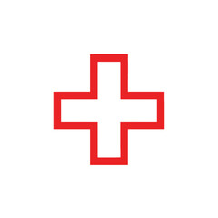 Obraz premium Clean Line Art First Aid App Icon in Striking Red and White