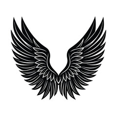 Obraz premium Black Angel Wings Emblem on White Background vector