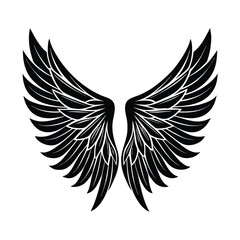 Obraz premium Black Angel Wings Silhouette Isolated on White background