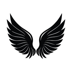 Obraz premium Black Angel Wings Silhouette Isolated on White Keywords: wings, angel, silhouette, black, white