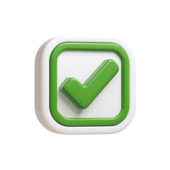 Green Checkmark 3D Icon on White