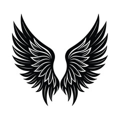 Fototapeta premium Black Winged Emblem on White Background wings symbol