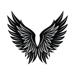 Fototapeta premium Detailed Black Wings Graphic Isolated on White vector