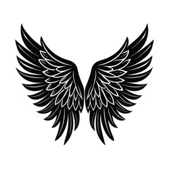 Obraz premium Stylized Black Wings Emblem On White Background Keywords: wings, emblem, silhouette, black, white