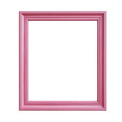 Pink wooden picture frame with transparent background isolating frame
