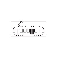Fototapeta premium Monochrome Line Drawing of a Public Transit Tram Minimalist Design Transportation Illustration