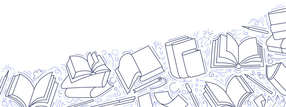 Books for education, literature. Art line template