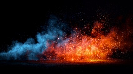 Fototapeta premium Colorful smoke on isolated background. Powder, particles , dust. mysterious fog and steam backdrop, creating a dreamy, atmospheric effect overlays.