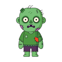 Green zombie character with transparent background
