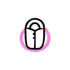 Cute, stylized black and white illustration of a deer