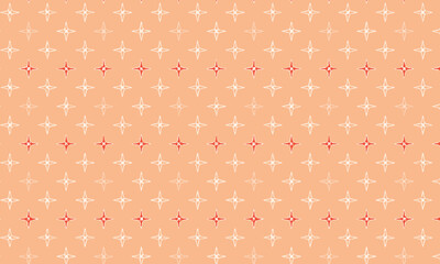 Simple seamless pattern with tiny glowing stars or sparkles, Minimalist festive background with a subtle starburst grid in a soft peach, coral, and white palette