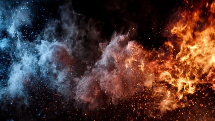 Fototapeta premium Colorful smoke on isolated background. Powder, particles , dust. mysterious fog and steam backdrop, creating a dreamy, atmospheric effect overlays.