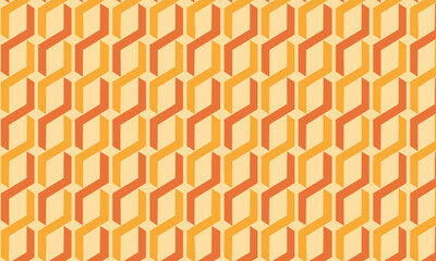 Retro 70s seamless geometric pattern, Groovy abstract background with a 3D optical illusion of wavy lines in a vintage orange and yellow color palette